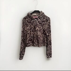 Juicy Couture Velour Juicy Ocelot Animal Print Small Bling Tracksuit Hoodie Y2K